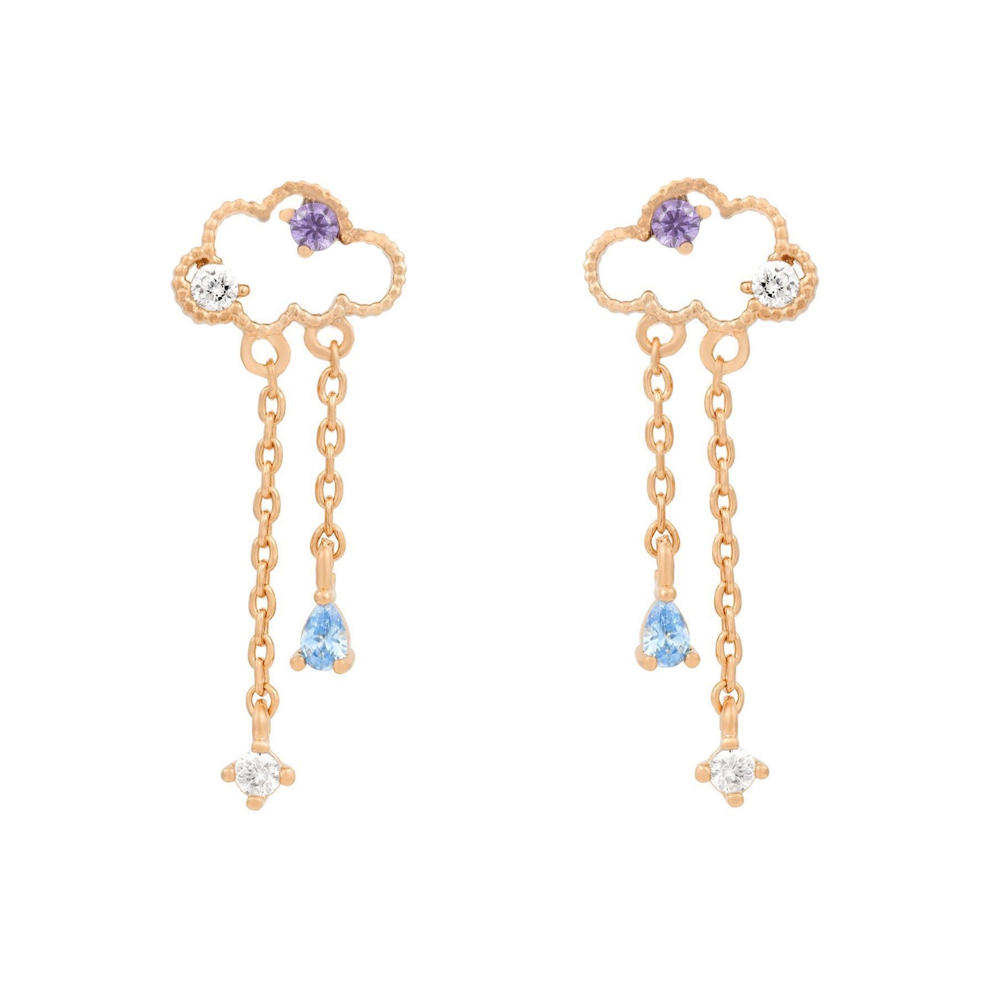 18K Gold Jewelry Cute Bear Cloud Earrings