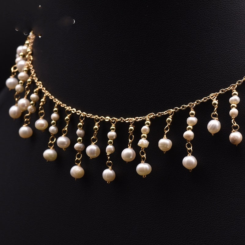 Women's Fashion Natural Freshwater Pearl Tassel Necklace