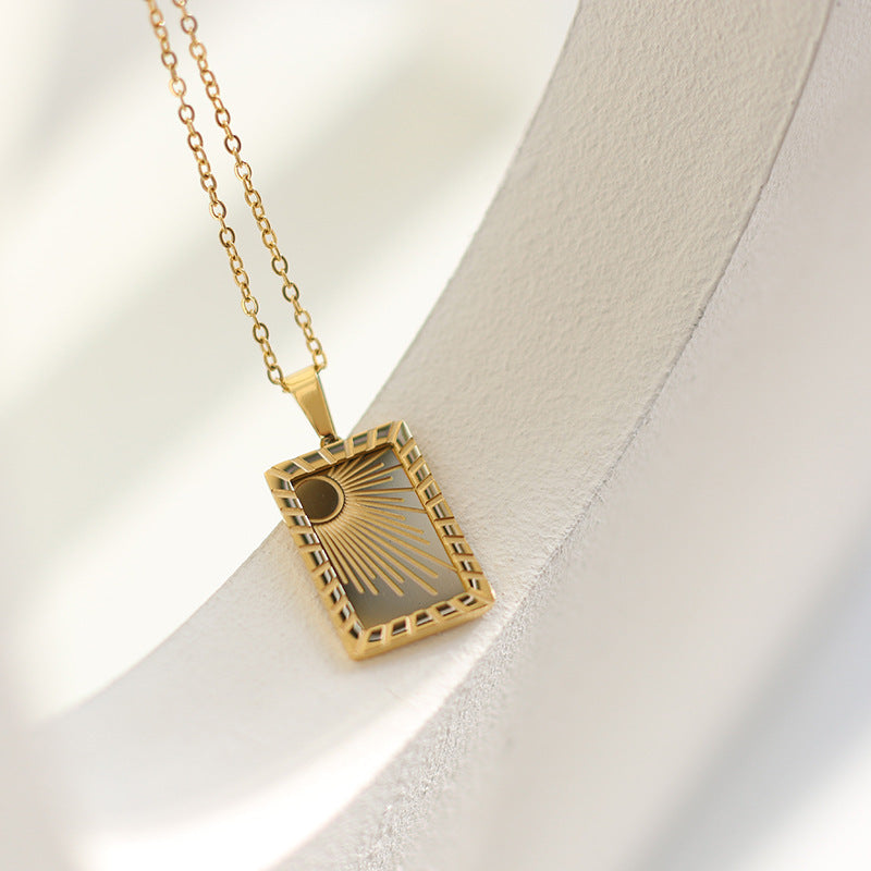 Elegant Gold-Plated Sun Moon Pendant Necklace