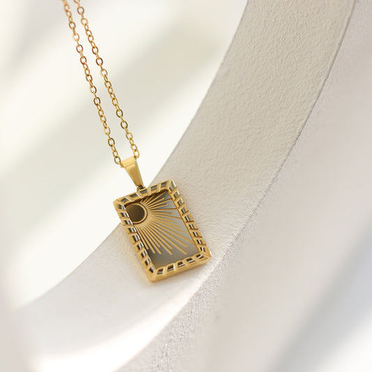 Elegant Gold-Plated Sun Moon Pendant Necklace