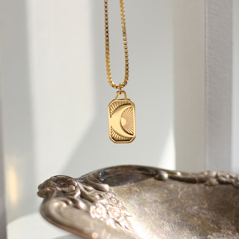 Elegant Gold-Plated Sun Moon Pendant Necklace