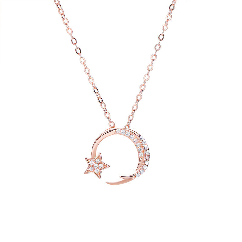 Star Geometric Moon Pendant Necklace