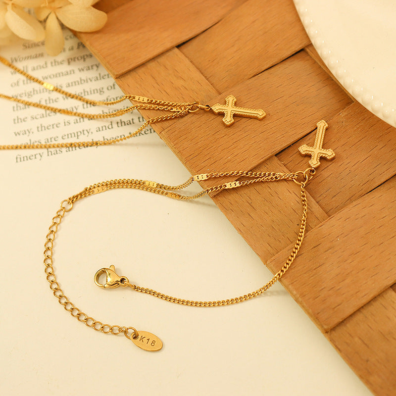 Personalized Hip Hop Simple Cross Bracelet Necklace