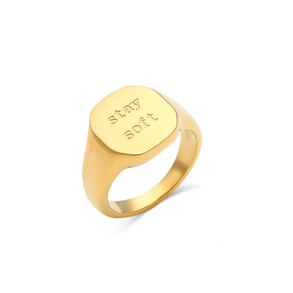 18K Gold Jewelry With English Letter Ring