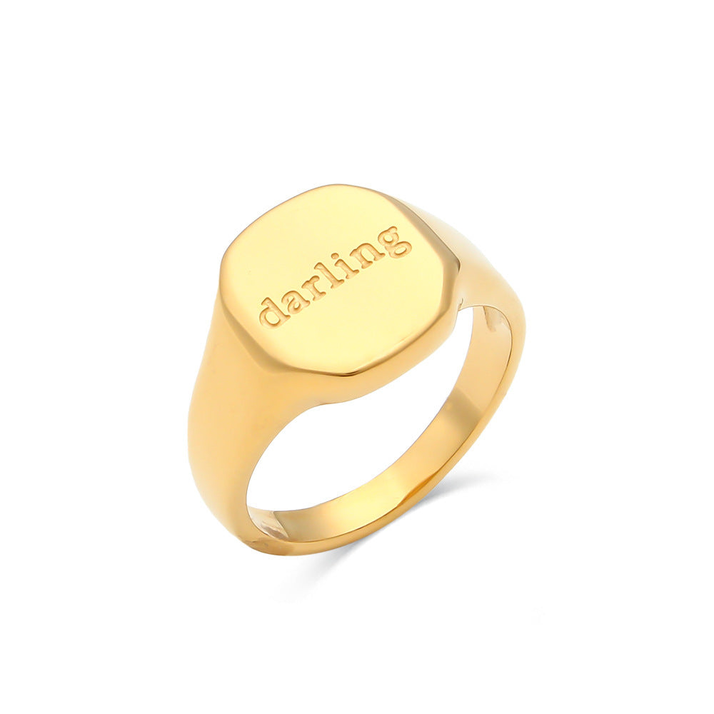 18K Gold Jewelry With English Letter Ring