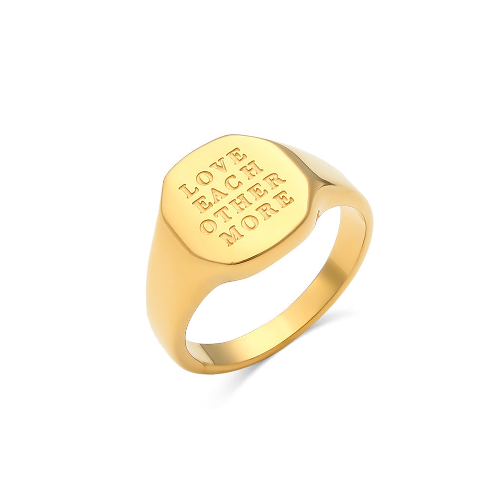 18K Gold Jewelry With English Letter Ring