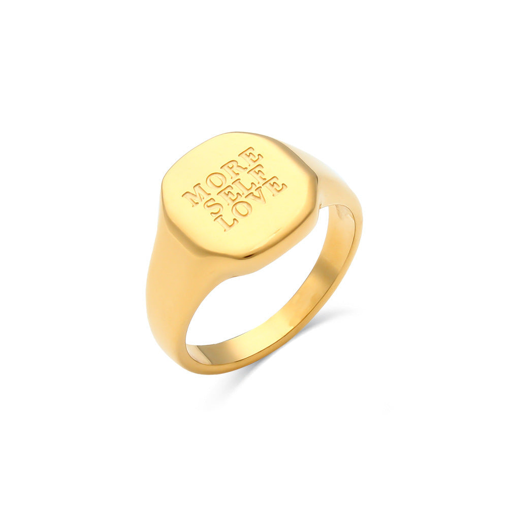 18K Gold Jewelry With English Letter Ring