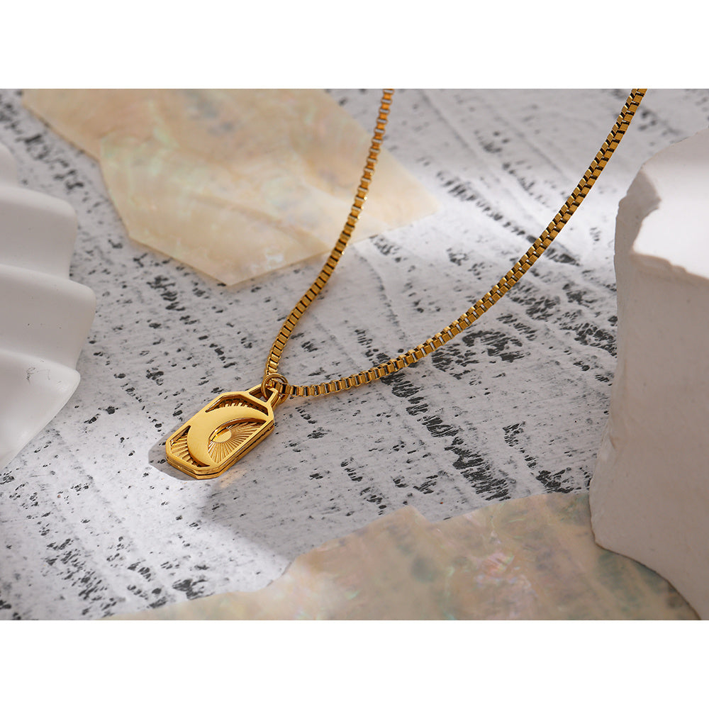 Moon & Sun Pendant Necklace Square Clavicle Chain