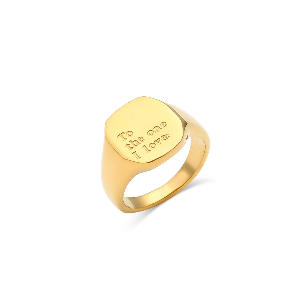 18K Gold Jewelry With English Letter Ring