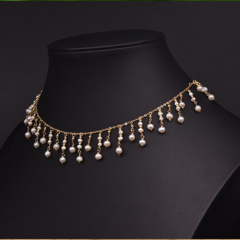 Women's Fashion Natural Freshwater Pearl Tassel Necklace