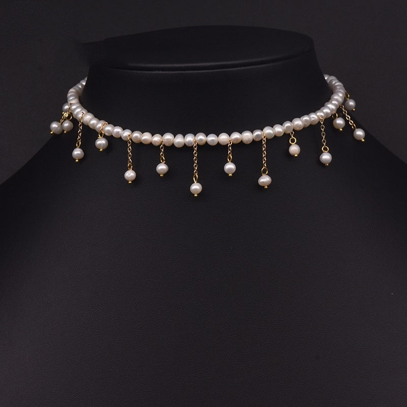 Women's Fashion Natural Freshwater Pearl Tassel Necklace