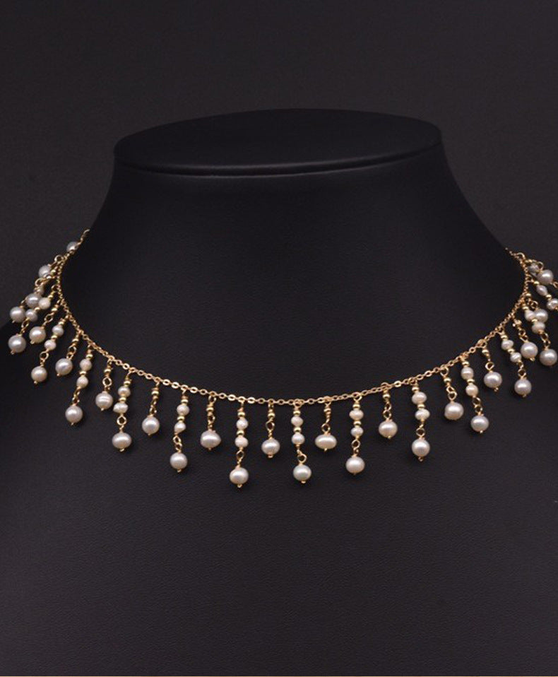 Women's Fashion Natural Freshwater Pearl Tassel Necklace