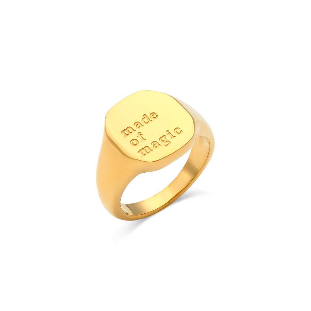 18K Gold Jewelry With English Letter Ring