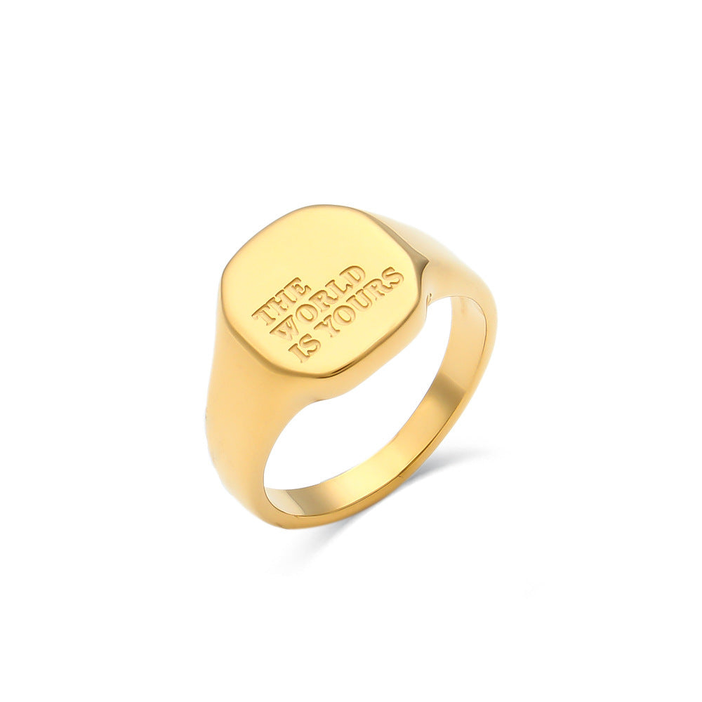 18K Gold Jewelry With English Letter Ring