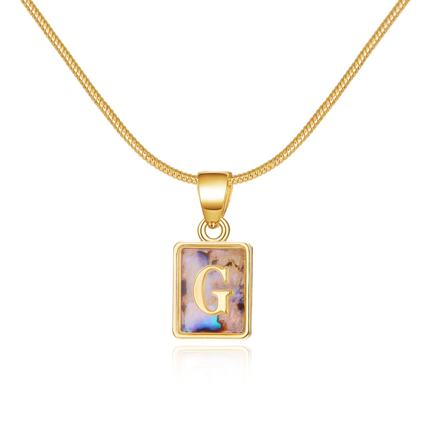 26 Letter Square Necklace Colorful Shell Luminous Pendant Chain Necklace For Women Temperament