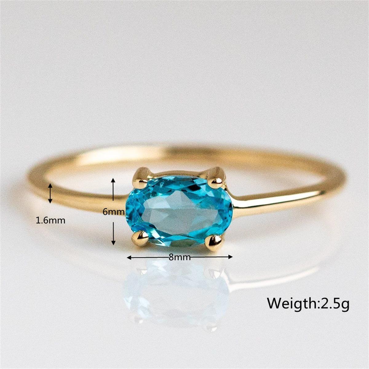 18K Gold Color Preservation Jewelry Egg-Shaped Multicolor Women's Ring