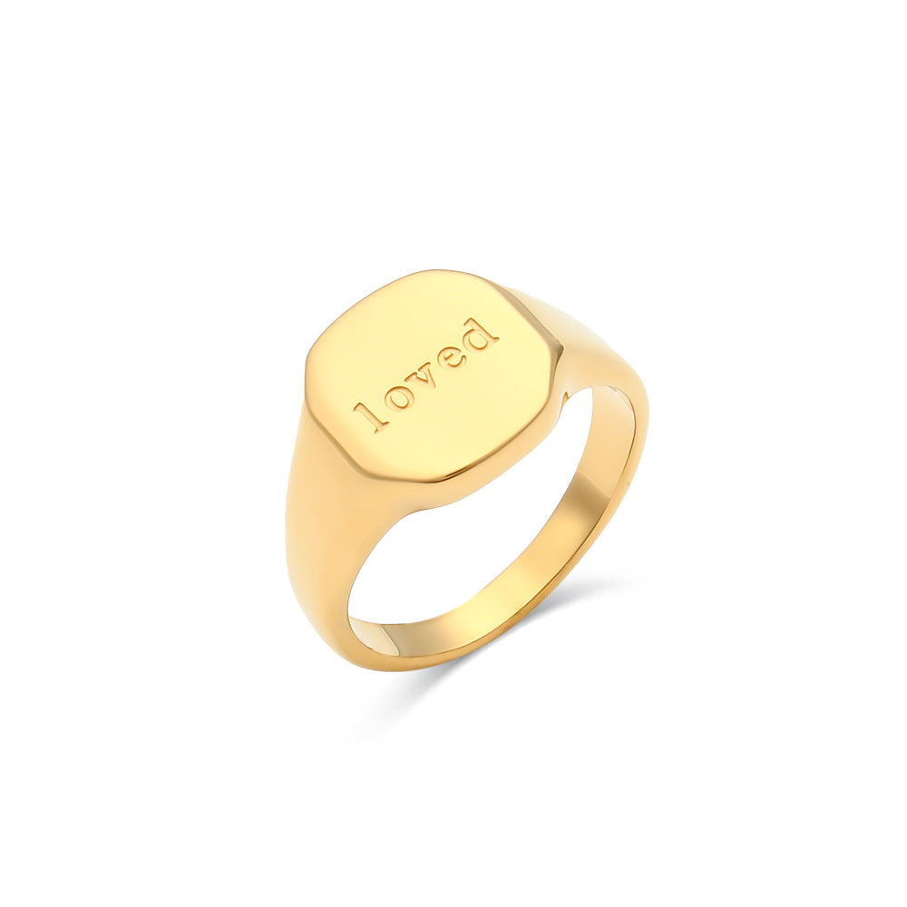 18K Gold Jewelry With English Letter Ring