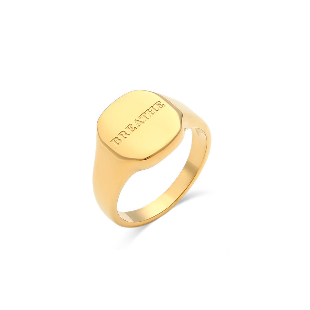 18K Gold Jewelry With English Letter Ring